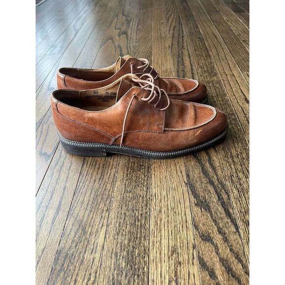 Johnston Murphy Passport Oxford Mens 10.5 M Brown Leather Lace Up Apron Toe Shoe - Picture 2 of 10